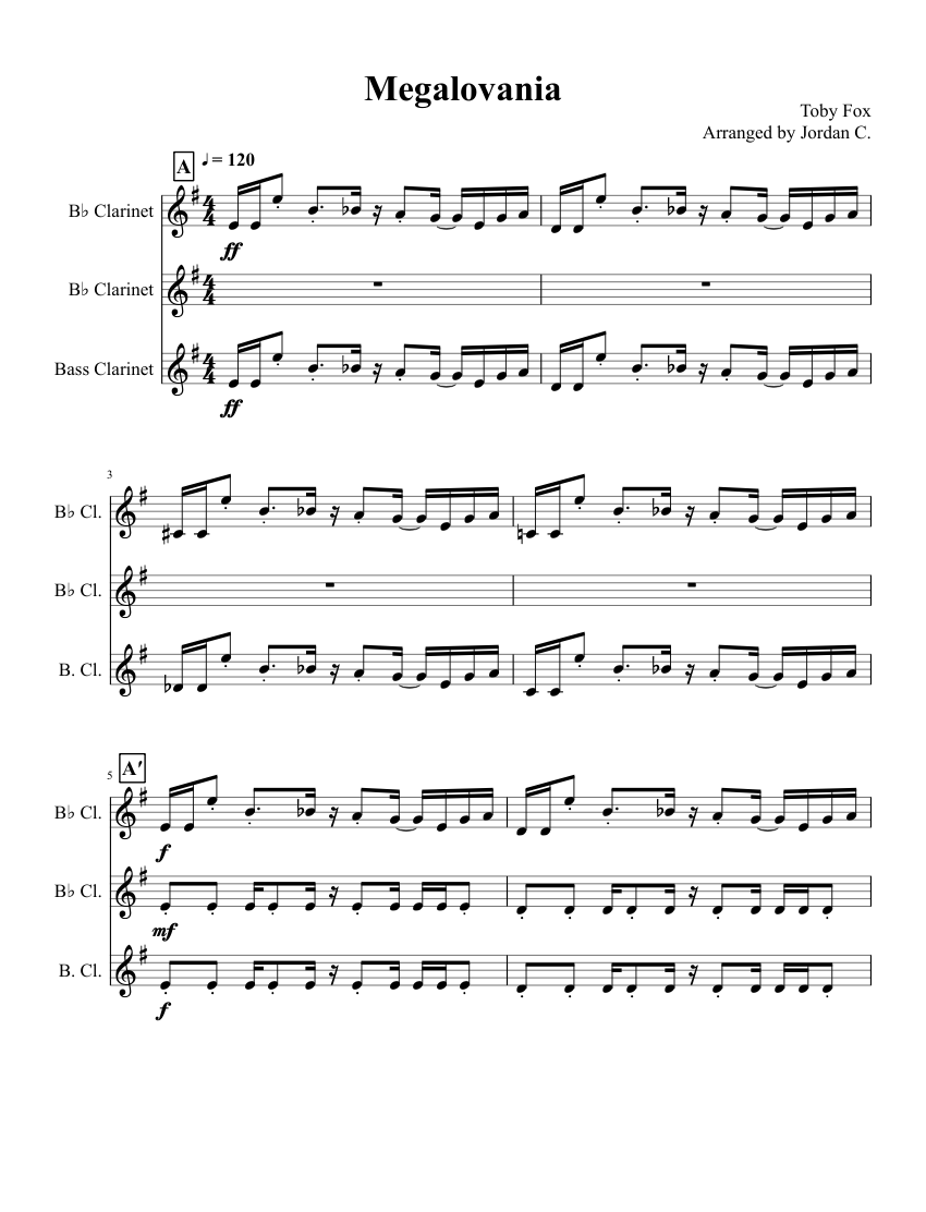 Undertale Megalovania Clarinet Sheet Music For Clarinet