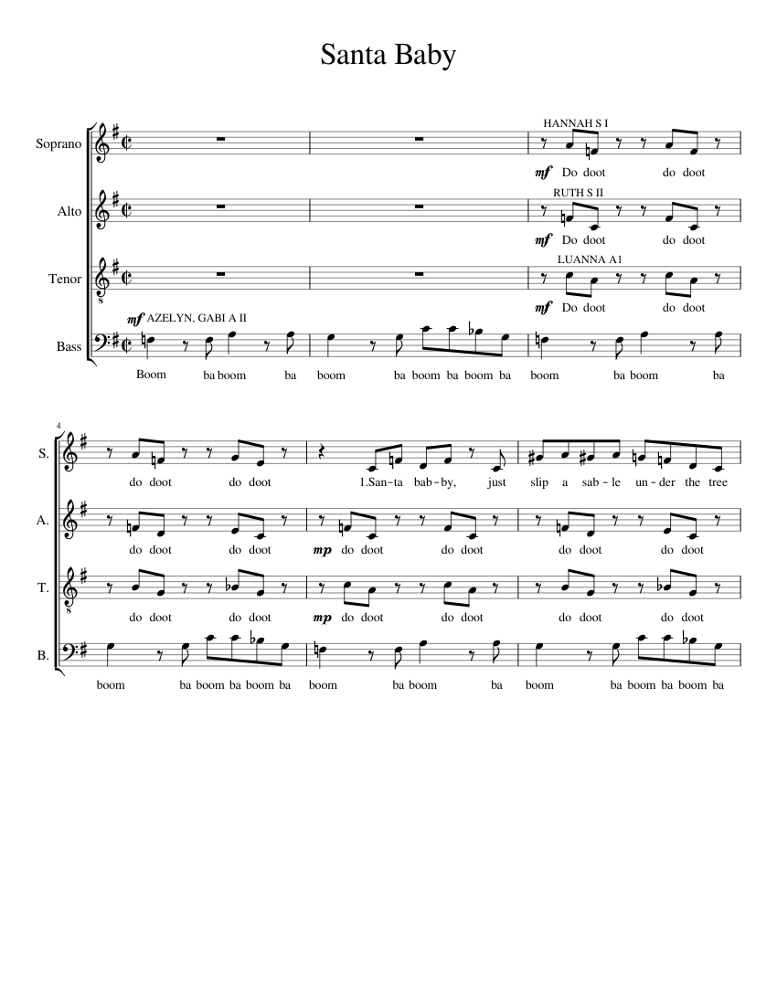 Santa Baby Sheet music for Piano | Download free in PDF or MIDI