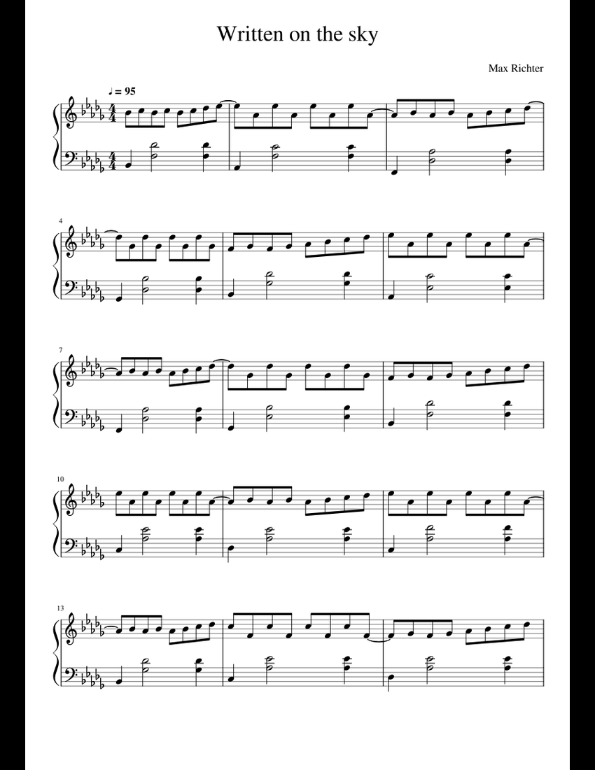 Written on the sky sheet music for Piano download free in PDF or MIDI