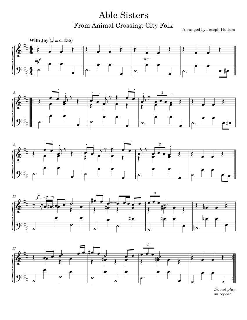 Able Sisters Sheet music for Piano (Solo) | Musescore.com