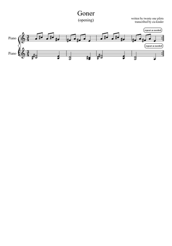 Twenty One Pilots Sheet Music Free Download In Pdf Or Midi On Musescore Com - heathens piano keys for roblox