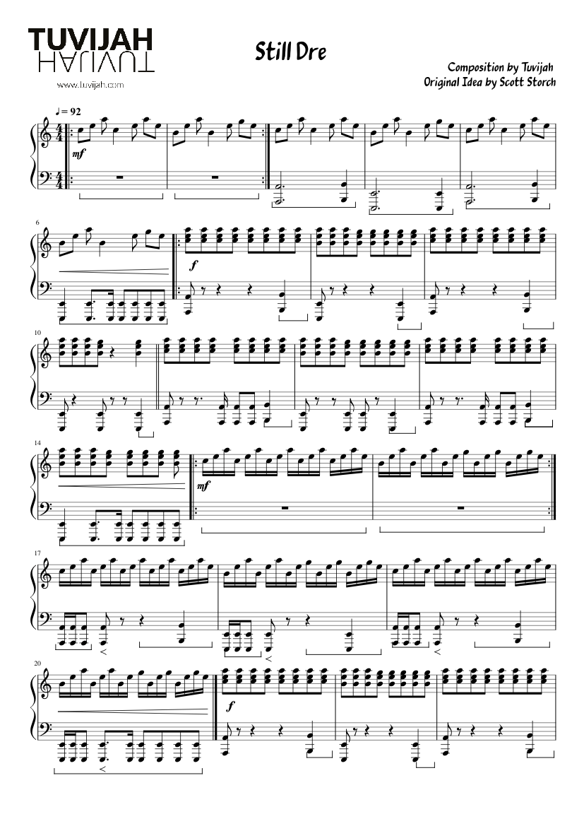 Still Dre Variation Composition Sheet Music For Piano