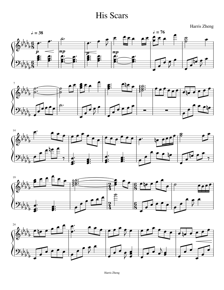 His Scars Sheet music for Piano | Download free in PDF or MIDI