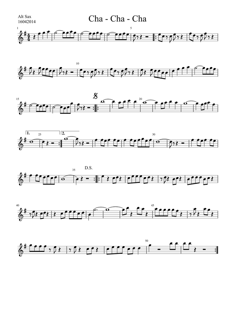 Cha - Cha - Cha Sheet music for Alto Saxophone | Download free in PDF ...
