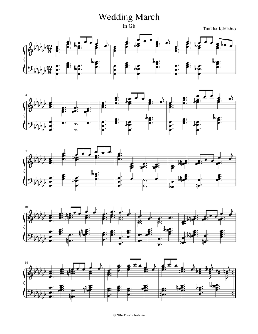 Wedding March (In Gb) Sheet music for Piano (Solo