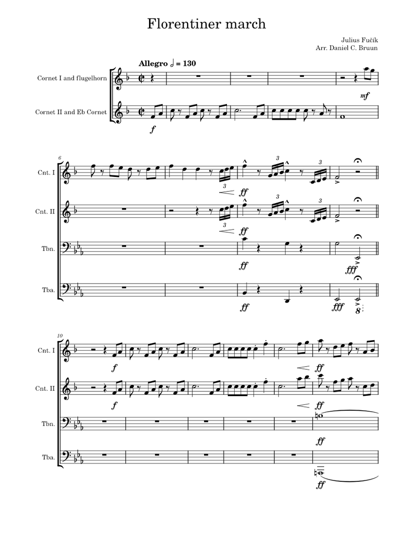 Florentiner March For a Brass Quartet Sheet music for Trumpet