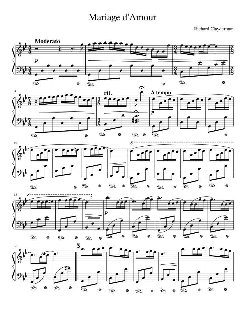 Mariage d'Amour Sheet music for Piano (Solo) | Musescore.com