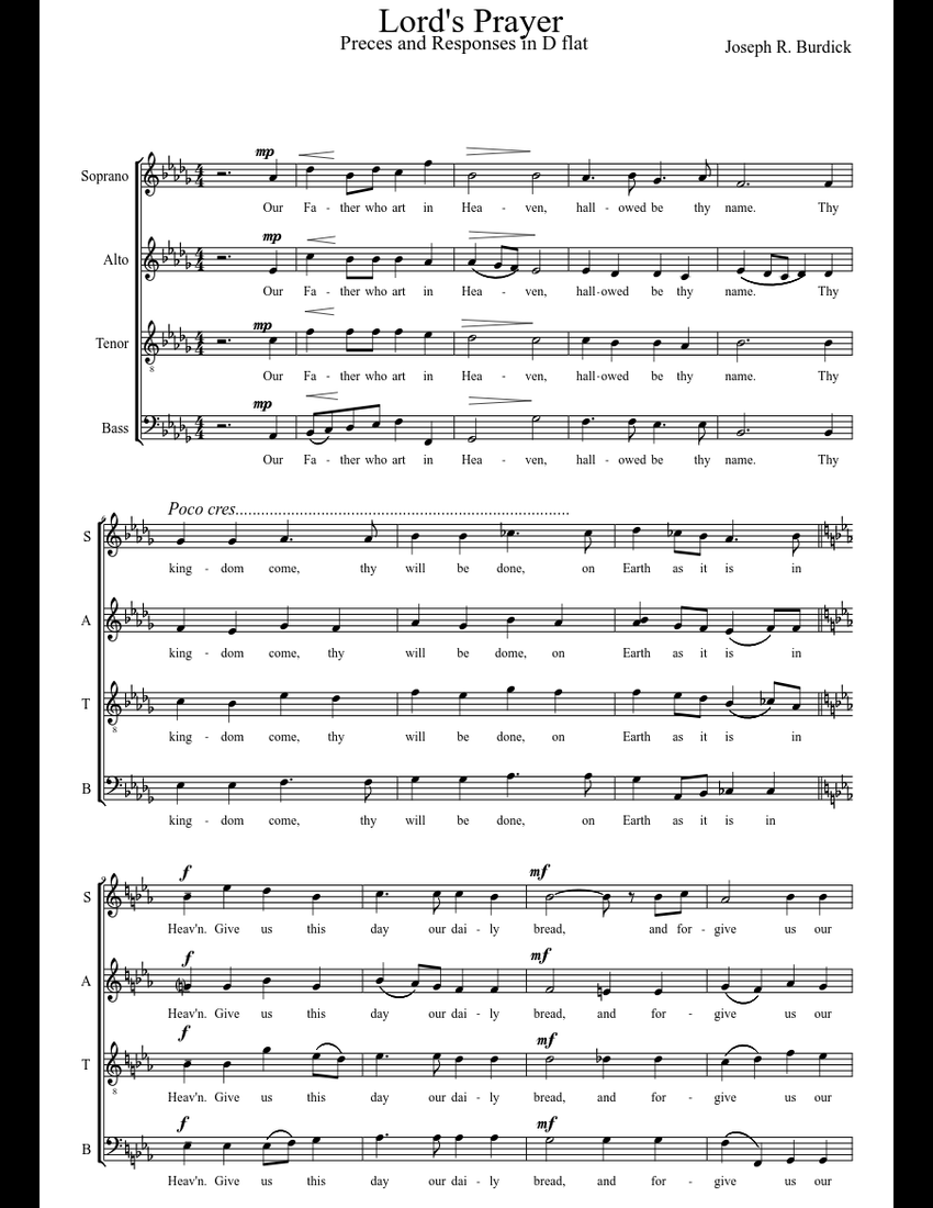Lord's Prayer sheet music for Voice download free in PDF or MIDI