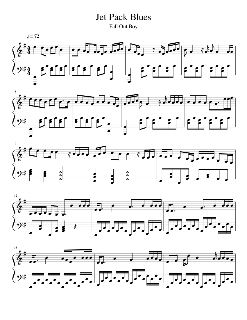 Jet Pack Blues Fall Out Boy Sheet Music For Piano Download Free In - jet pack blues fall out boy sheet music for piano download free in pdf or midi