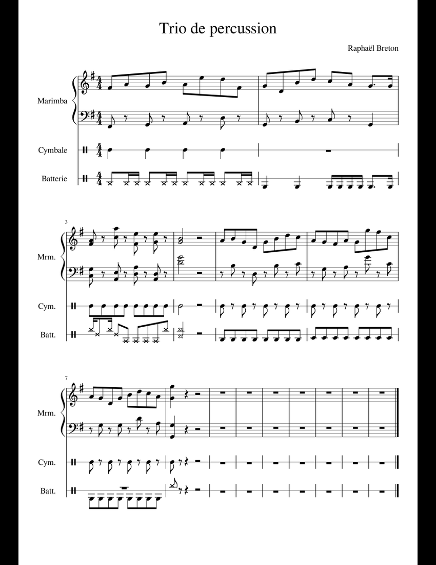 Trio de percussion sheet music for Percussion download free in PDF or MIDI