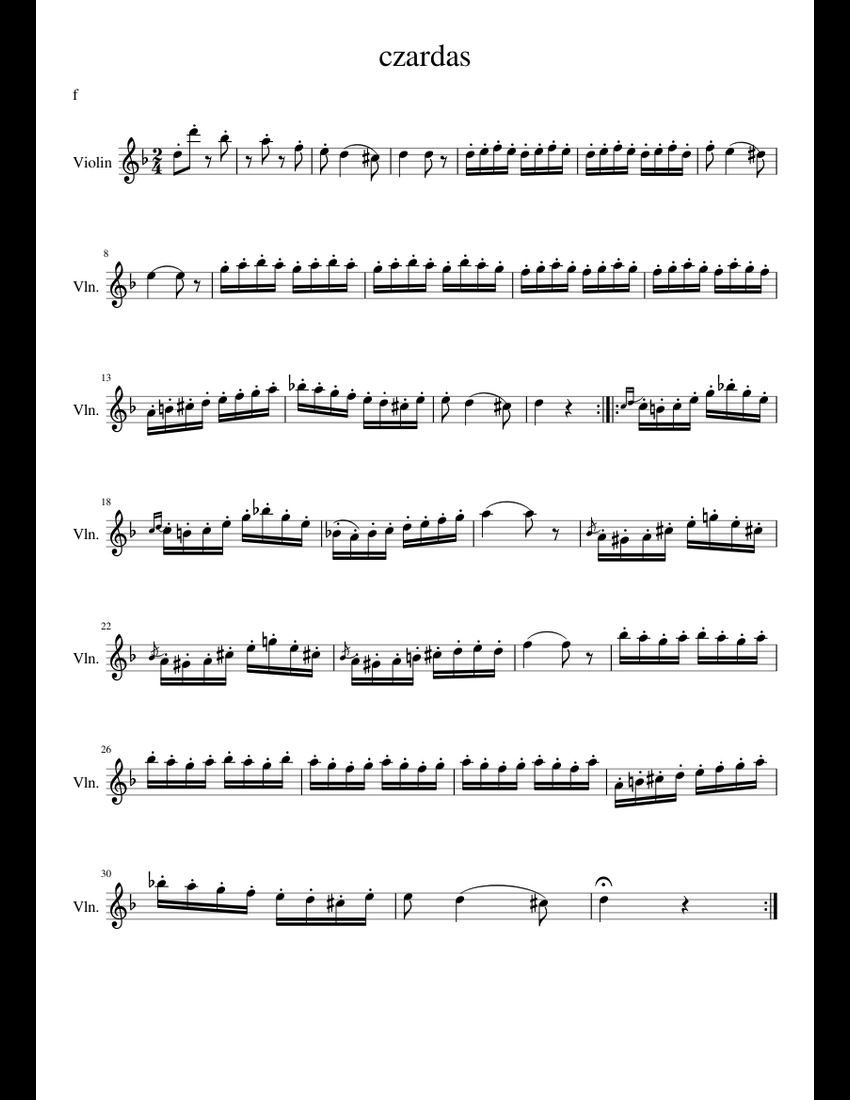 Czardas sheet music for Piano, Violin download free in PDF or MIDI