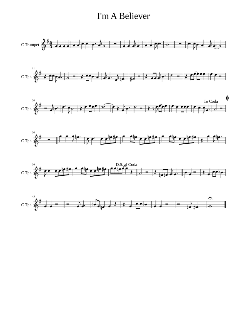 I'm A Believer Sheet music for (Bass) (Solo)