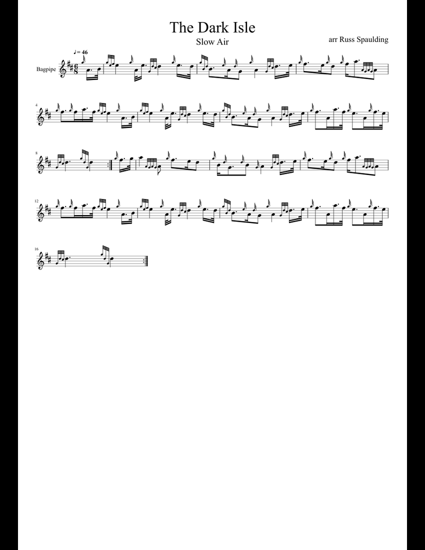 The Dark Isle sheet music for Bagpipe download free in PDF or MIDI