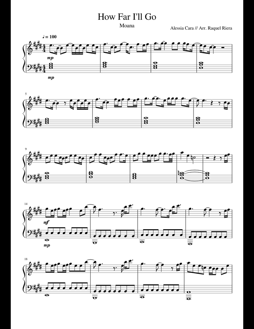 How Far I'll Go Piano sheet music for Piano download free in PDF or MIDI