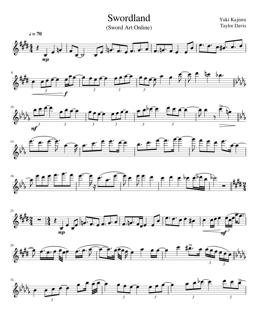 Swordland Violin Solo sheet music for Violin download free in PDF or MIDI