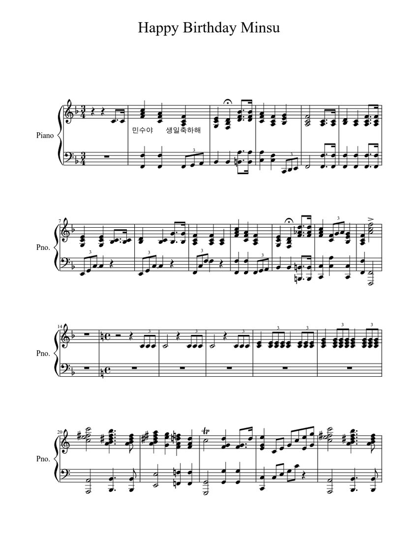 Happy Birthday Sheet music for Piano | Download free in PDF or MIDI