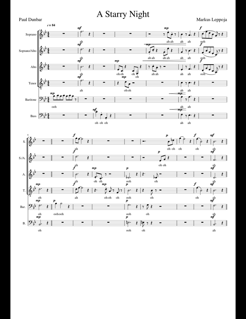 Starry Night sheet music for Voice download free in PDF or MIDI
