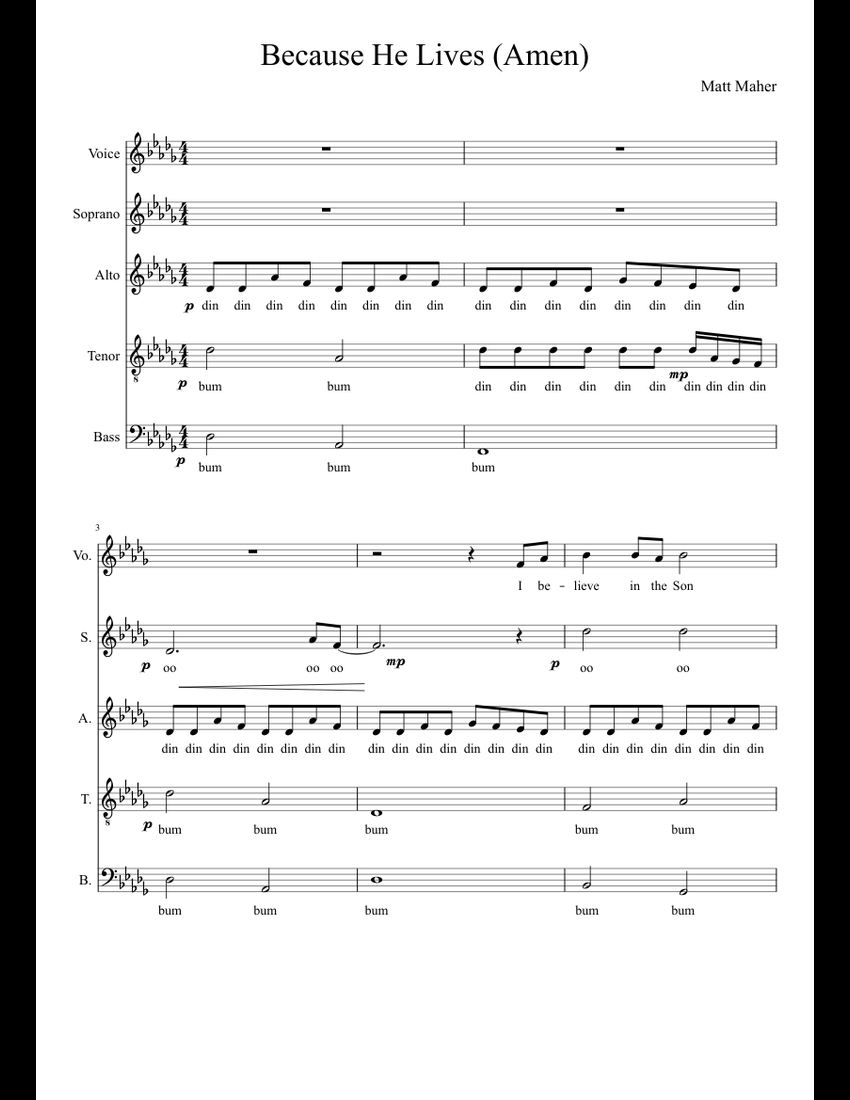 Because He Lives sheet music for Piano download free in PDF or MIDI