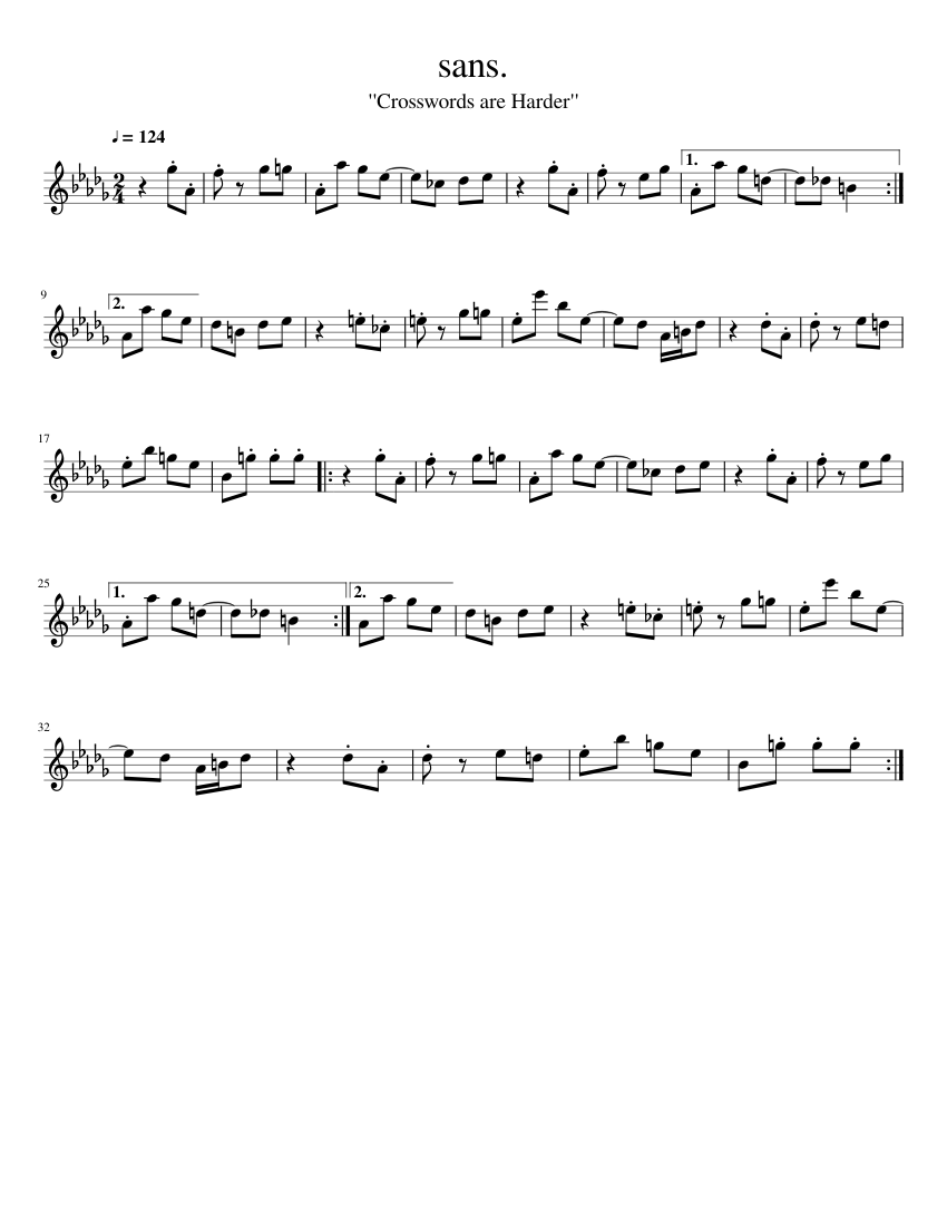 sans. sheet music for Flute download free in PDF or MIDI