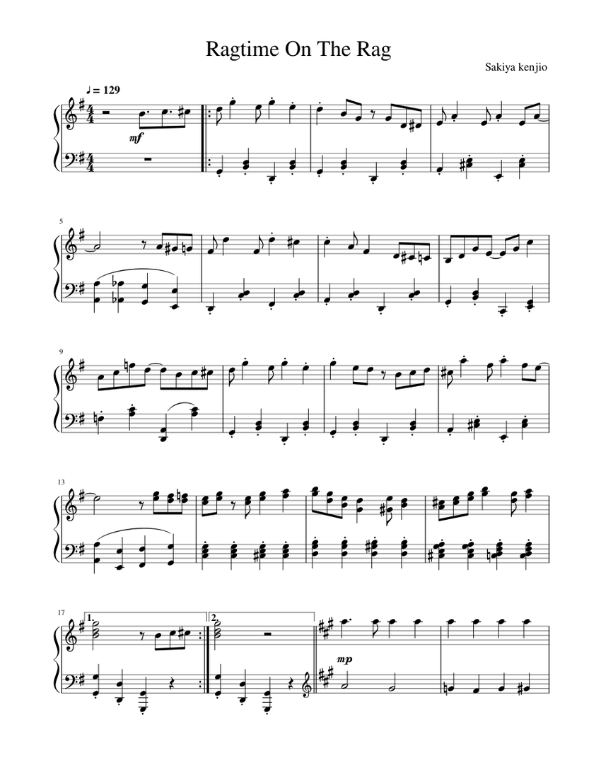 Ragtime On The Rag Sheet music for Piano (Solo) | Musescore.com