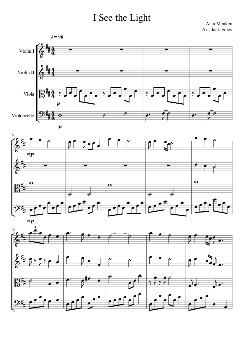 I See The Light String Orchestra Sheet Music For Violin Viola