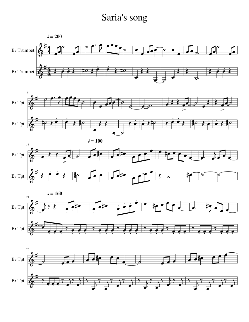 Sarias song Sheet music for Piano, Trumpet | Download free in PDF or