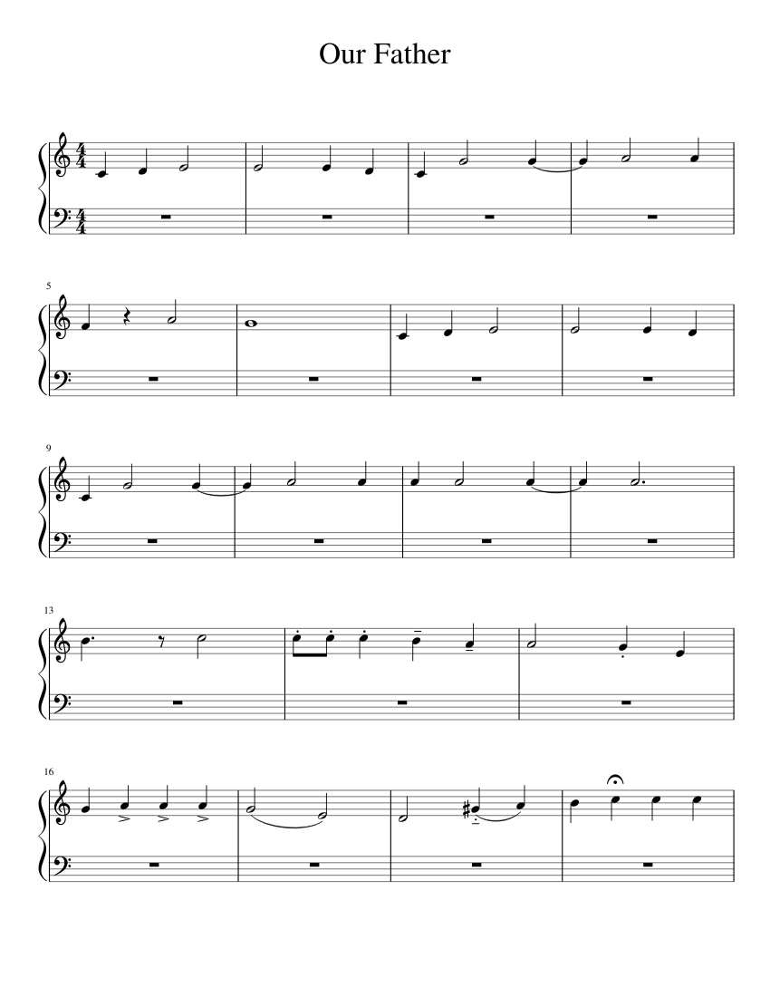Our Father Sheet music for Piano | Download free in PDF or MIDI