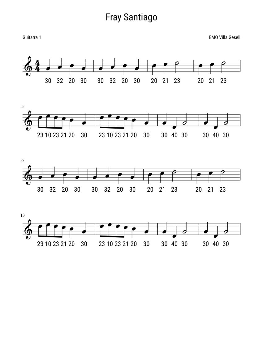 Fray Santiago Sheet Music For Piano Solo Musescore Fray santiago sheet music for piano solo musescore