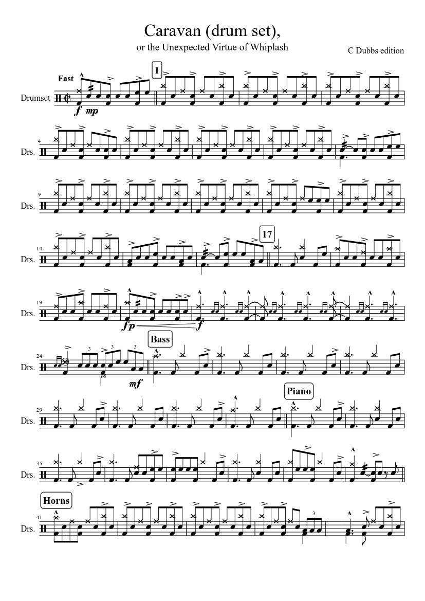 Caravan Sheet music for Percussion | Download free in PDF or MIDI ...