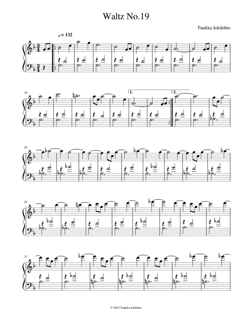 Waltz No.19 Sheet music for Piano | Download free in PDF or MIDI