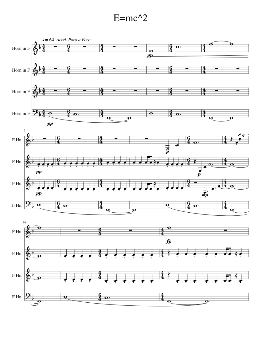 E=mc^2 Horn Quartet Sheet music for French Horn Download free in PDF