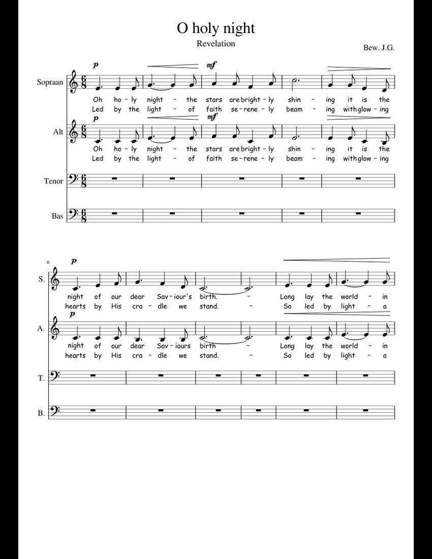 o holy night sheet music for Voice download free in PDF or MIDI