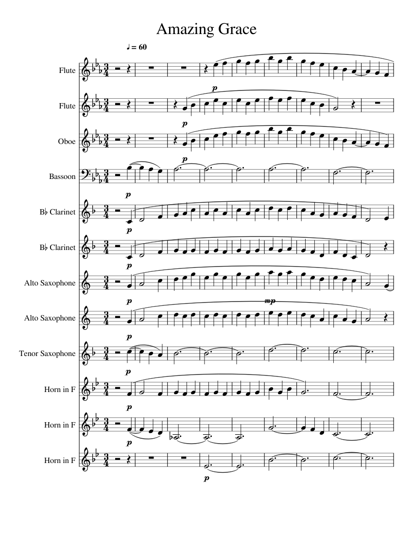 Amazing Grace sheet music for Flute download free in PDF or MIDI