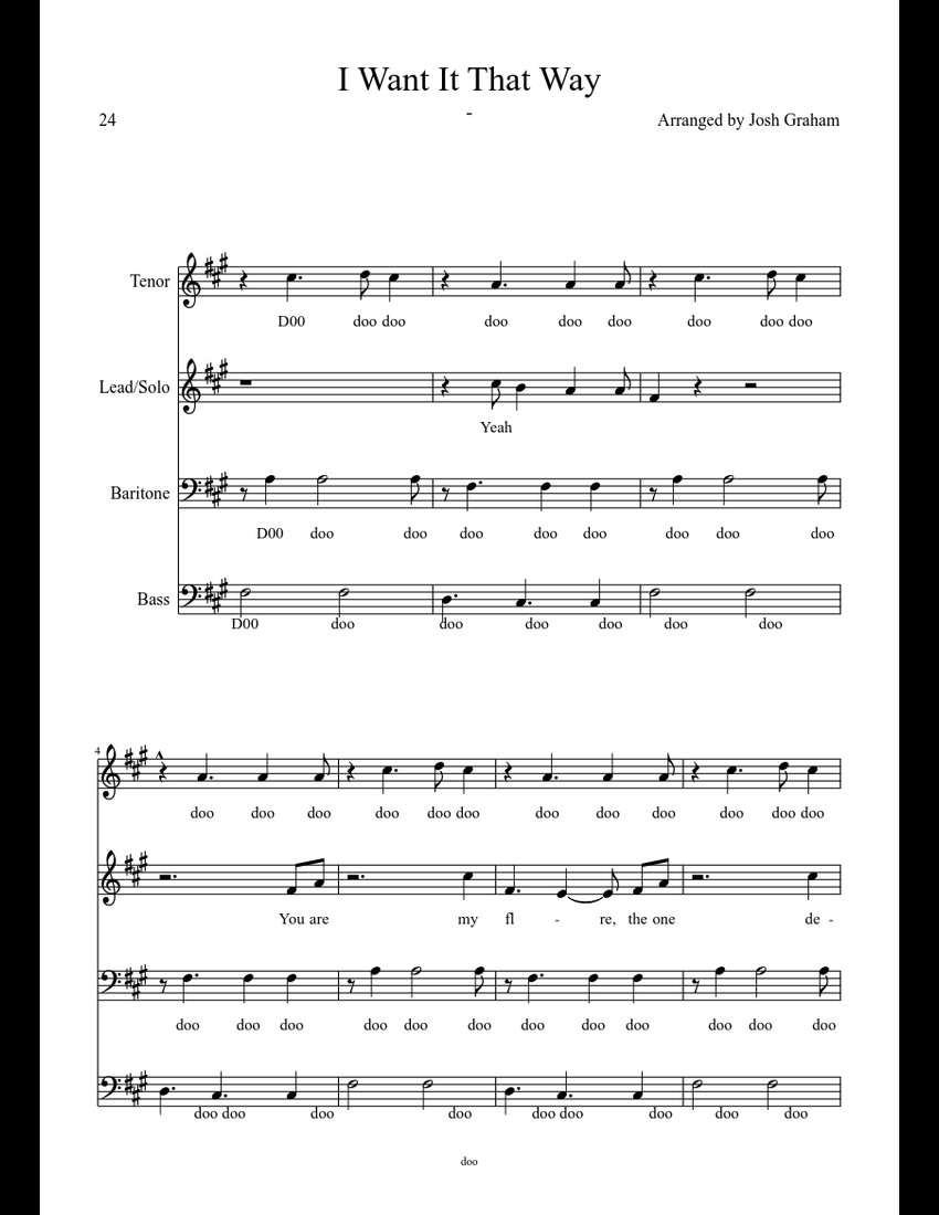 I Want it That Way sheet music download free in PDF or MIDI