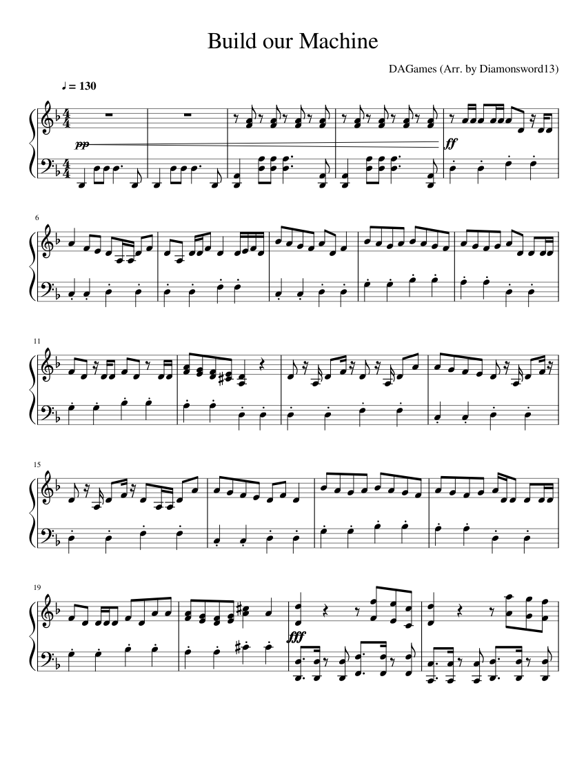 Build Our Machine Piano Cover Sheet Music For Piano Download