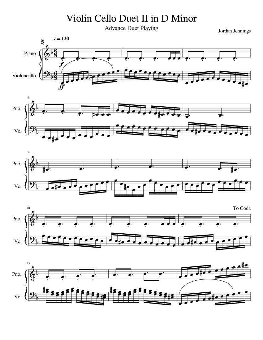 Violin and Cello Duet II in D Minor Sheet music for Violin, Cello