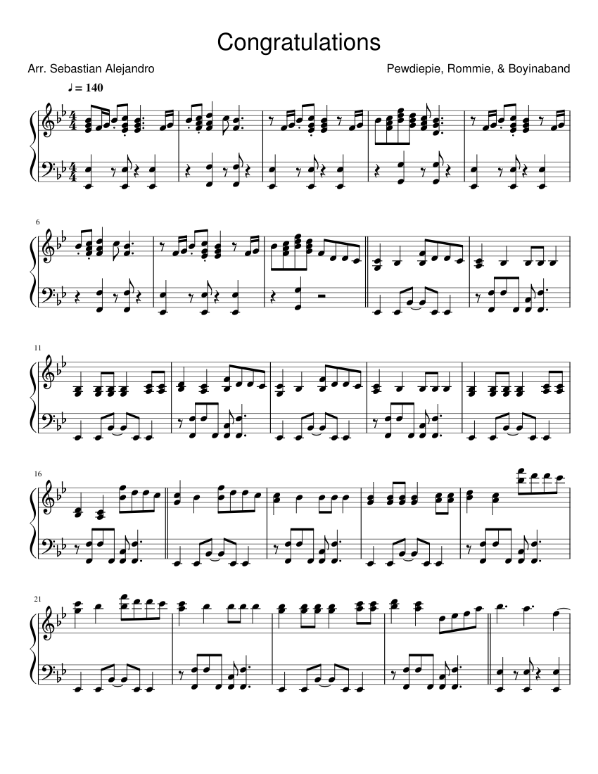 PewDiePie ~ Congratulations Sheet music for Piano | Download free in