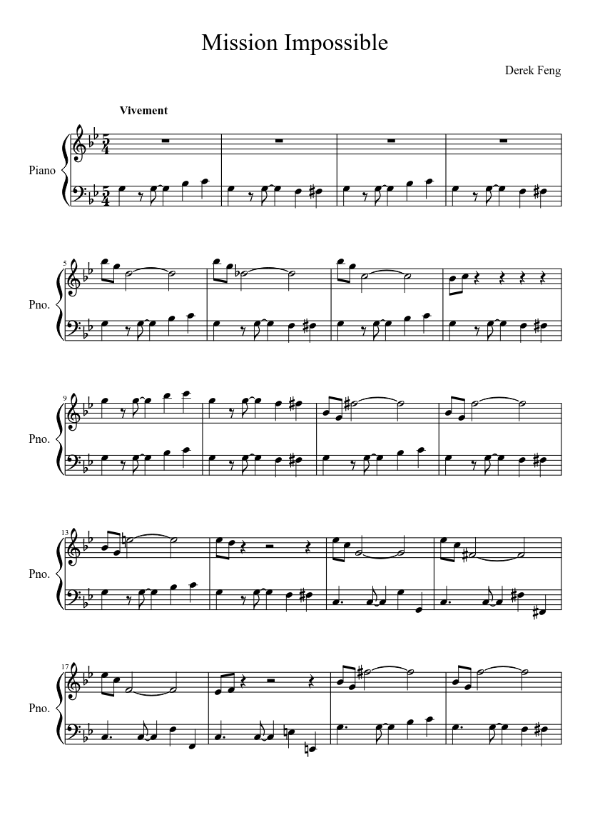 Mission Impossible sheet music for Piano download free in PDF or MIDI