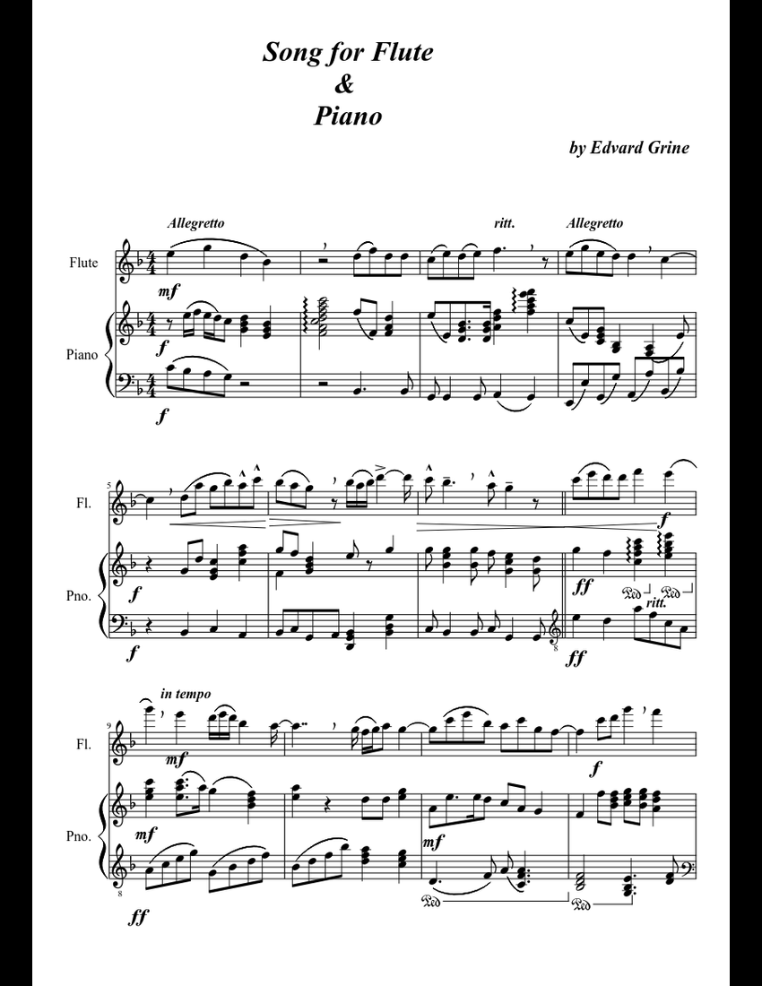For Flute and Piano sheet music download free in PDF or MIDI