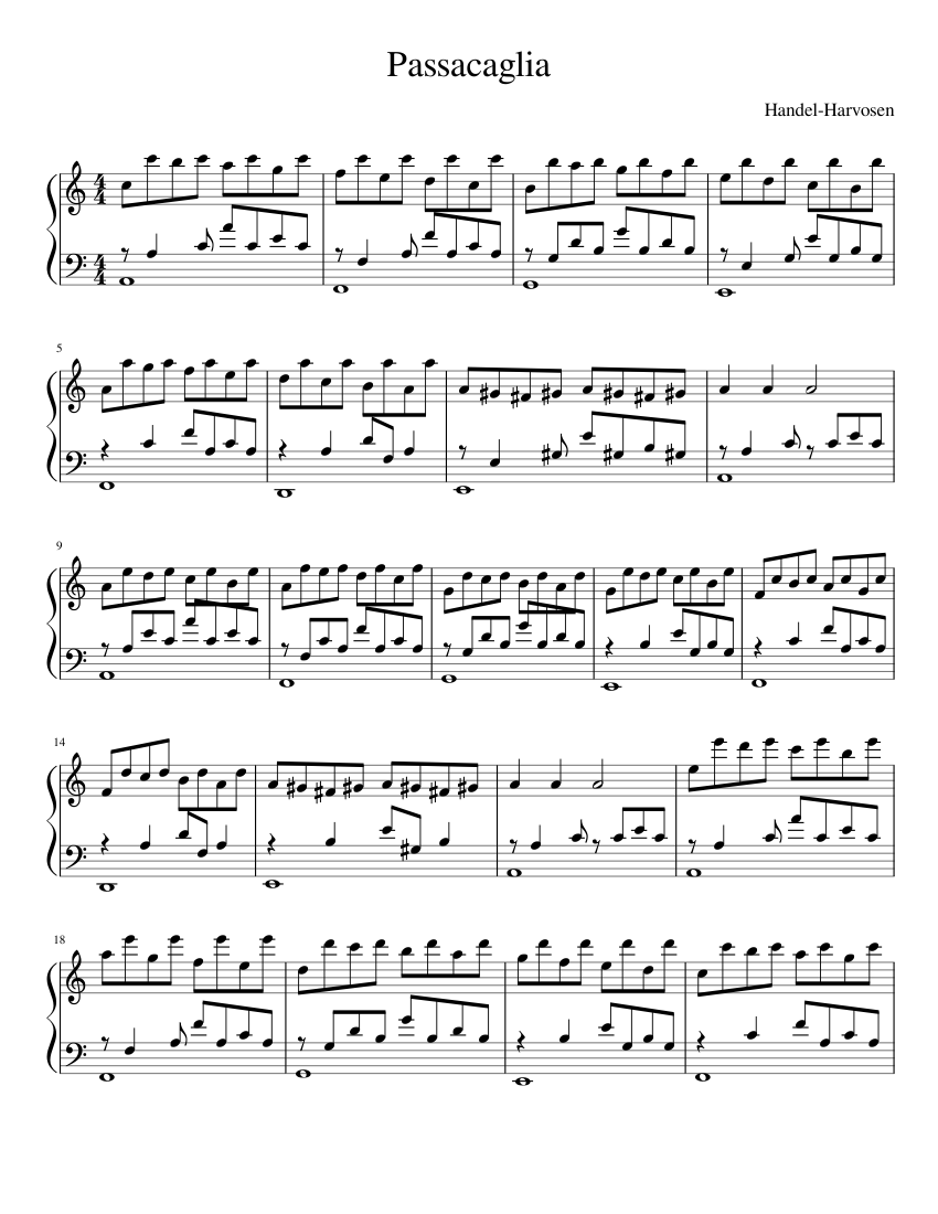 Passacaglia Sheet music for Piano (Solo)