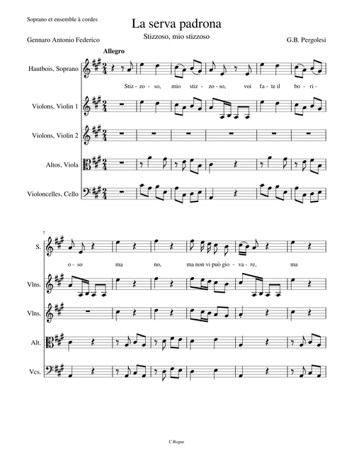 La serva padrona - Stizzoso, mio stizzoso Sheet music for Strings Group,  Oboe (Mixed Quintet) | Musescore.com