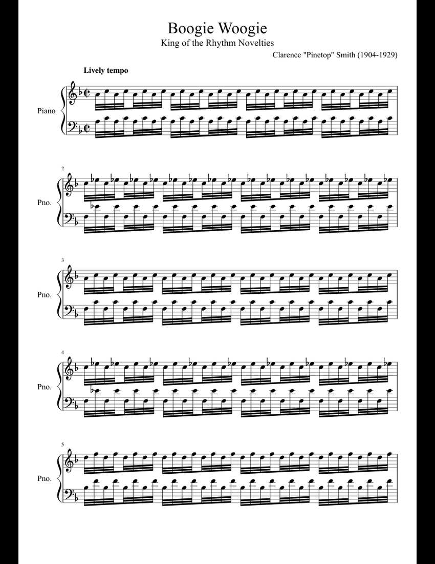 Boogie Woogie sheet music for Piano download free in PDF or MIDI