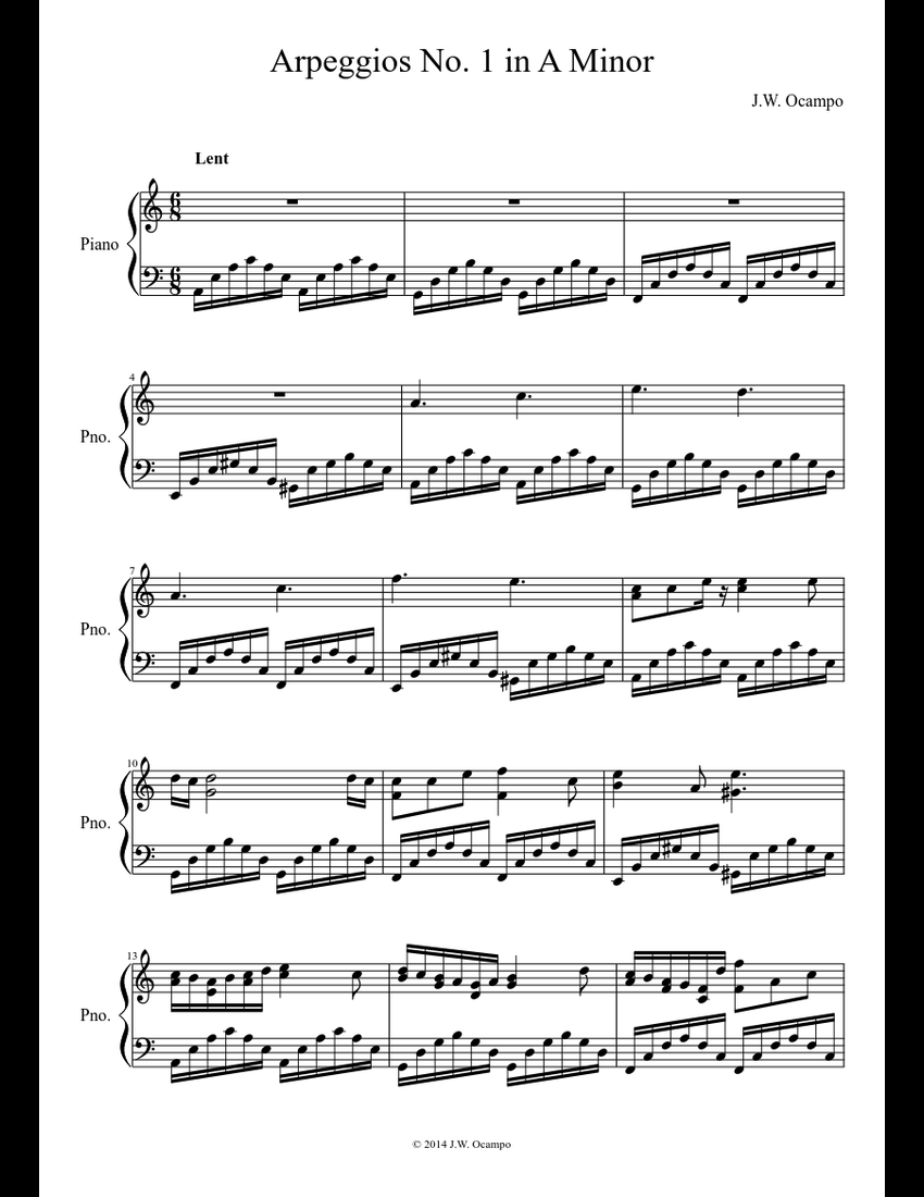 Arpeggios No. 1 in A Minor sheet music for Piano download free in PDF ...