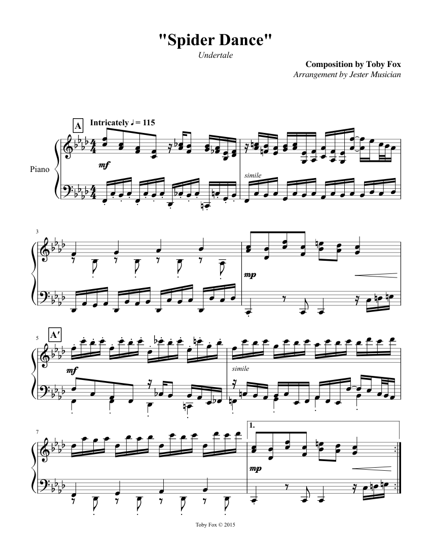 Undertale - 059 "Spider Dance" sheet music for Piano download free in