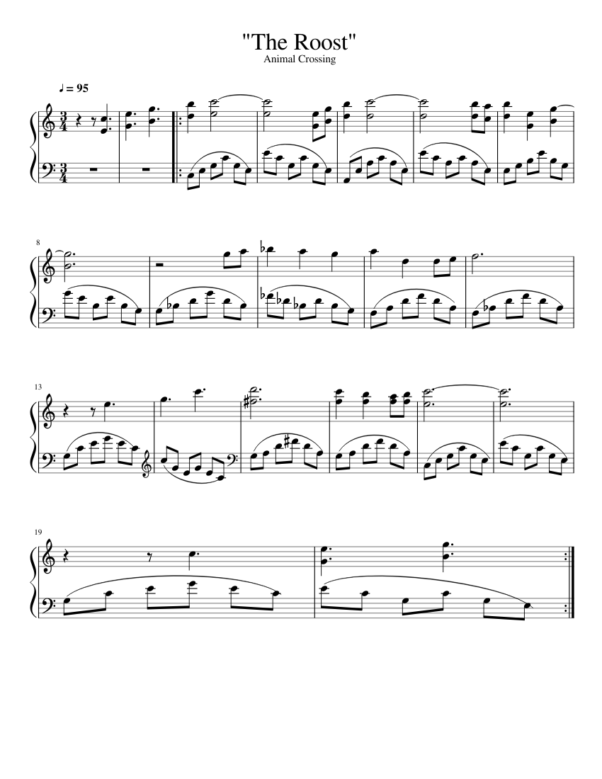The Roost - Animal Crossing sheet music for Piano download free in PDF