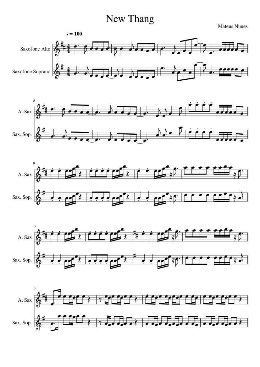 New Thang Sax Alto E Sax Soprano Sheet Music For Alto Saxophone
