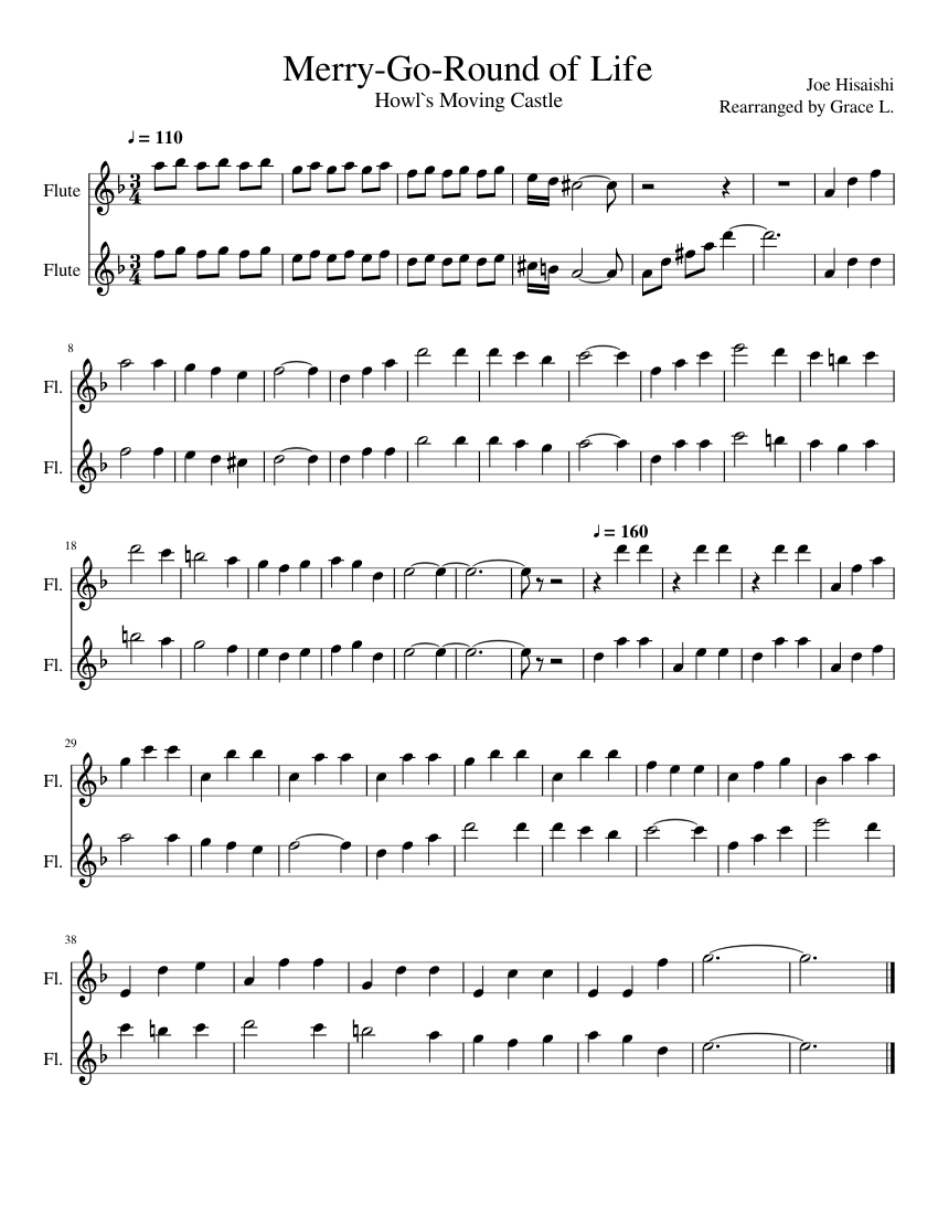 Merry-Go-Round of Life sheet music for Flute download free in PDF or MIDI