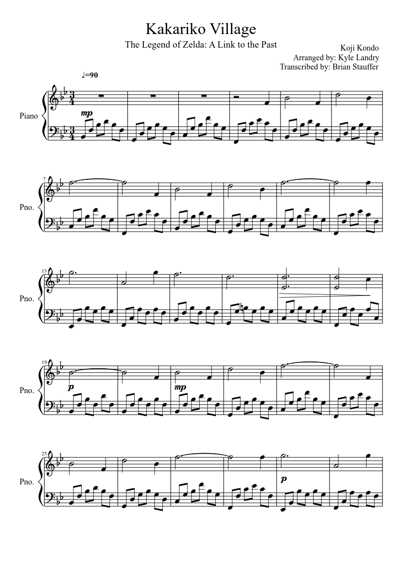 Kakariko Village A Link To The Past Sheet Music For Piano