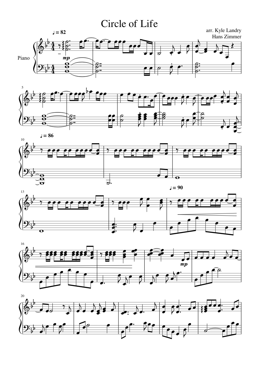 Circle of Life sheet music for Piano download free in PDF or MIDI