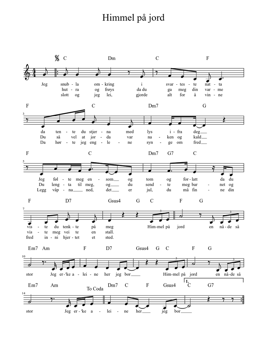 Himmel på jord C-dur Sheet music | Musescore.com